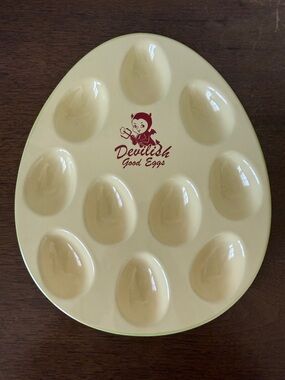 Vintage Deviled Eggs Ceramic Serving Plate - Platter - Devilish Good Eggs